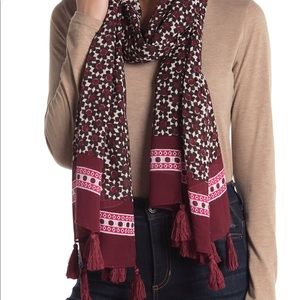 Kate Spade Floral Tile Tassel Scarf